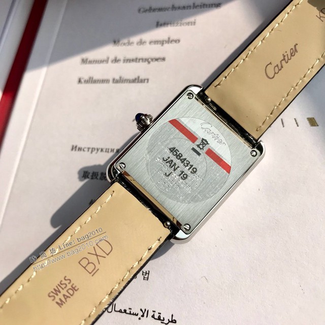 卡地亞專櫃爆款手錶 Cartier經典款高端版坦克鱷魚皮真鑽小號女裝腕表  gjs2101